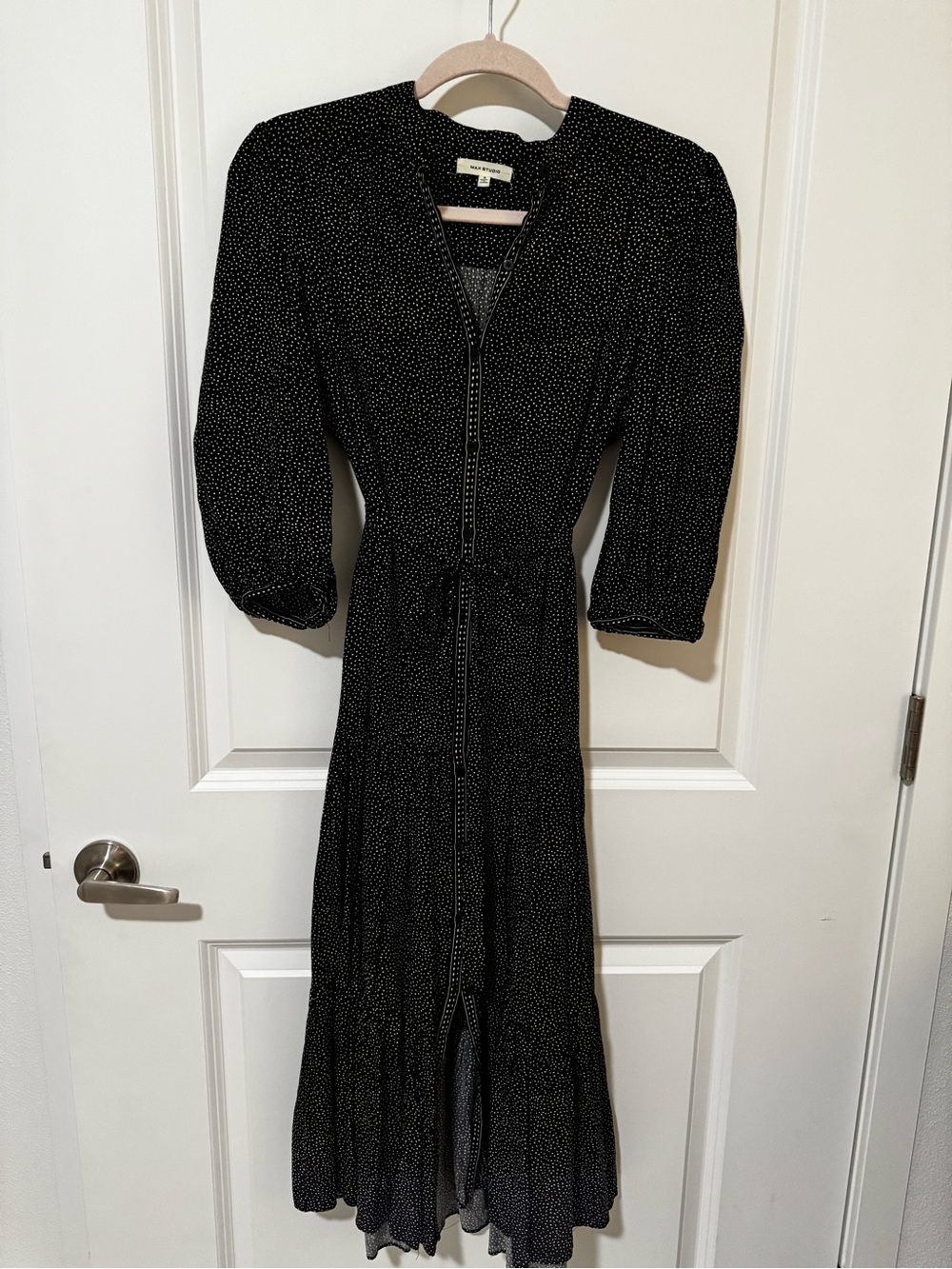 Max Studio Black with White Micro Dot Maxi Dress